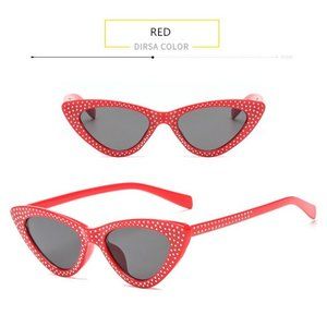 Duo of Red Cat Eye Sunglasses and White Cat Eye Sunglasses
